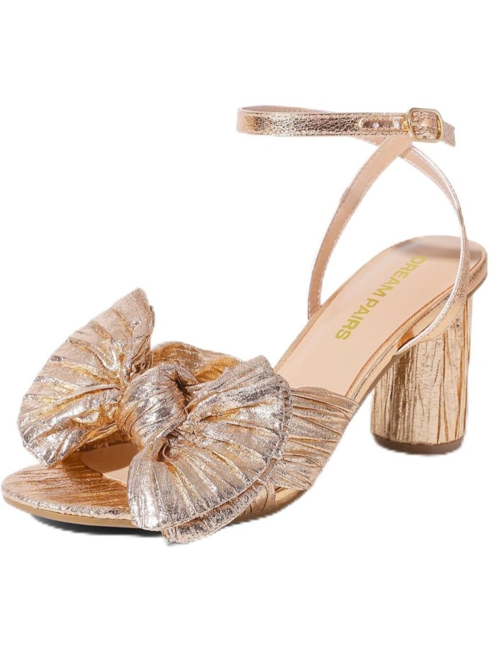 DREAM PAIRS Women's Tan Bow Knot Heels High Chunky Block Heels Open Toe Ankle
